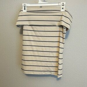 Black and White Striped Off the Shoulder Shirt